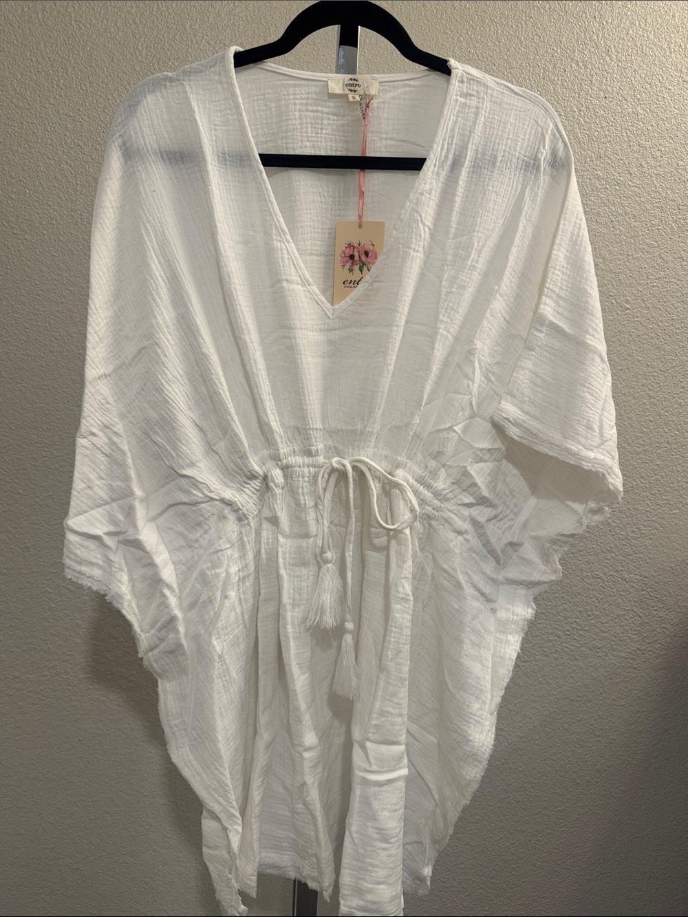 entro White Crinkled Gauze Tie-Front Tunic